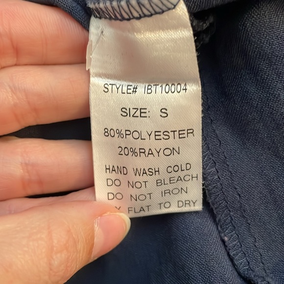 NAVY BLUE CROPPED BELL SLEEVE TOP - Picture 5 of 5